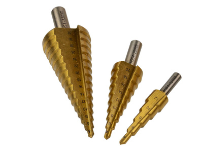 Wiertło stożkowe stopniowe tytanowe HSS 4-32mm, 4-20mm, 4-12mm