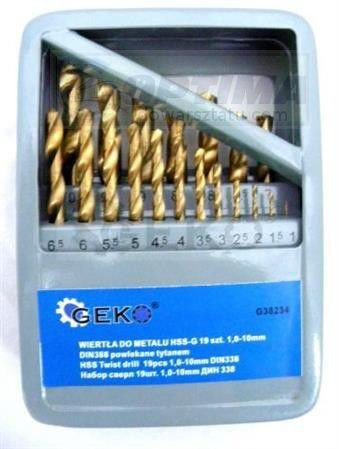 Komplet wierteł 19el.1-10mm pow.tyt. metalu box