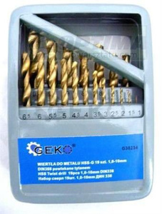 Komplet  wierteł 19el.1-10mm pow.tyt. metalu box