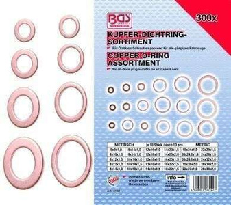 Podkładki miedziane 4-32 mm, 300 szt.