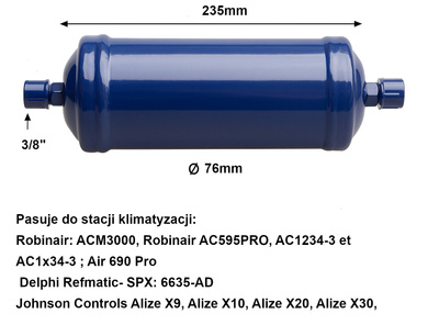 Filtr odwadniacz do stacji Texa Robinair Bosch Ø76mm x235mm gwint 3/8"