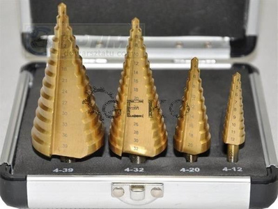 Wiertło stożkowe stopniowe tytanowe HSS 4-39mm  4-32mm, 4-20mm, 4-12mm