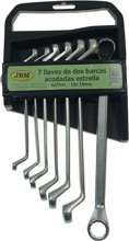Klucze oczkowe odgięte 6-19 mm,  7 szt., chrom