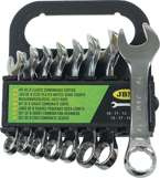 Klucze płasko oczkowe krótkie, 10-19 mm,  8 szt. poler