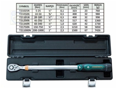 KLUCZ DYNAMOMETRYCZNY JONNESWAY 1/2"40-200NM