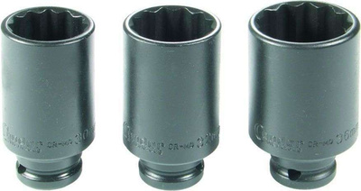 Nasadki 1/2", 30-36 mm, 3 szt., 12-kątne