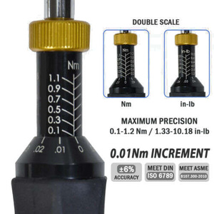 Wkrętak dynamometryczny 0.1-1.2 Nm 1.33-10 in-lb